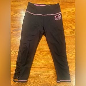 JUSTICE Girls Youth Pink Black Capri Leggings - Size 8 Dance Activewear Gym